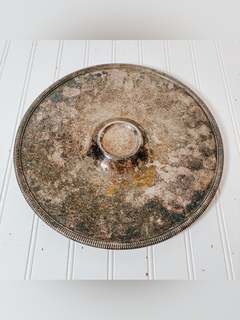 Vintage Silver Plate Round Serving Tray